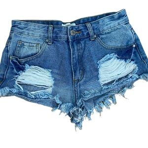 Forever 21 Distressed Denim Blue Shorts